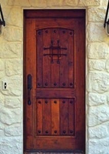 Though not arched the composition of this door is an excellent example of the Mission style