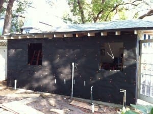 15 lbs. felt paper installed and prepared for siding