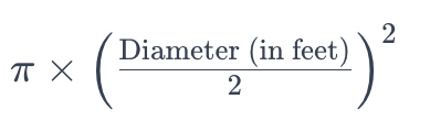 diameter formula for area of circle