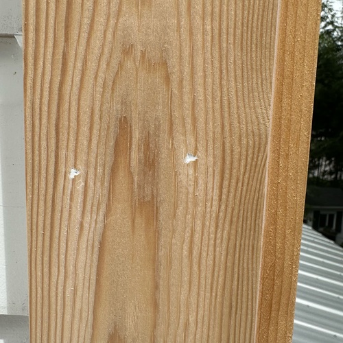 shrunken caulk nail filled